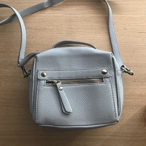 Mint blue/grey leather bag, indie brand (no tag)